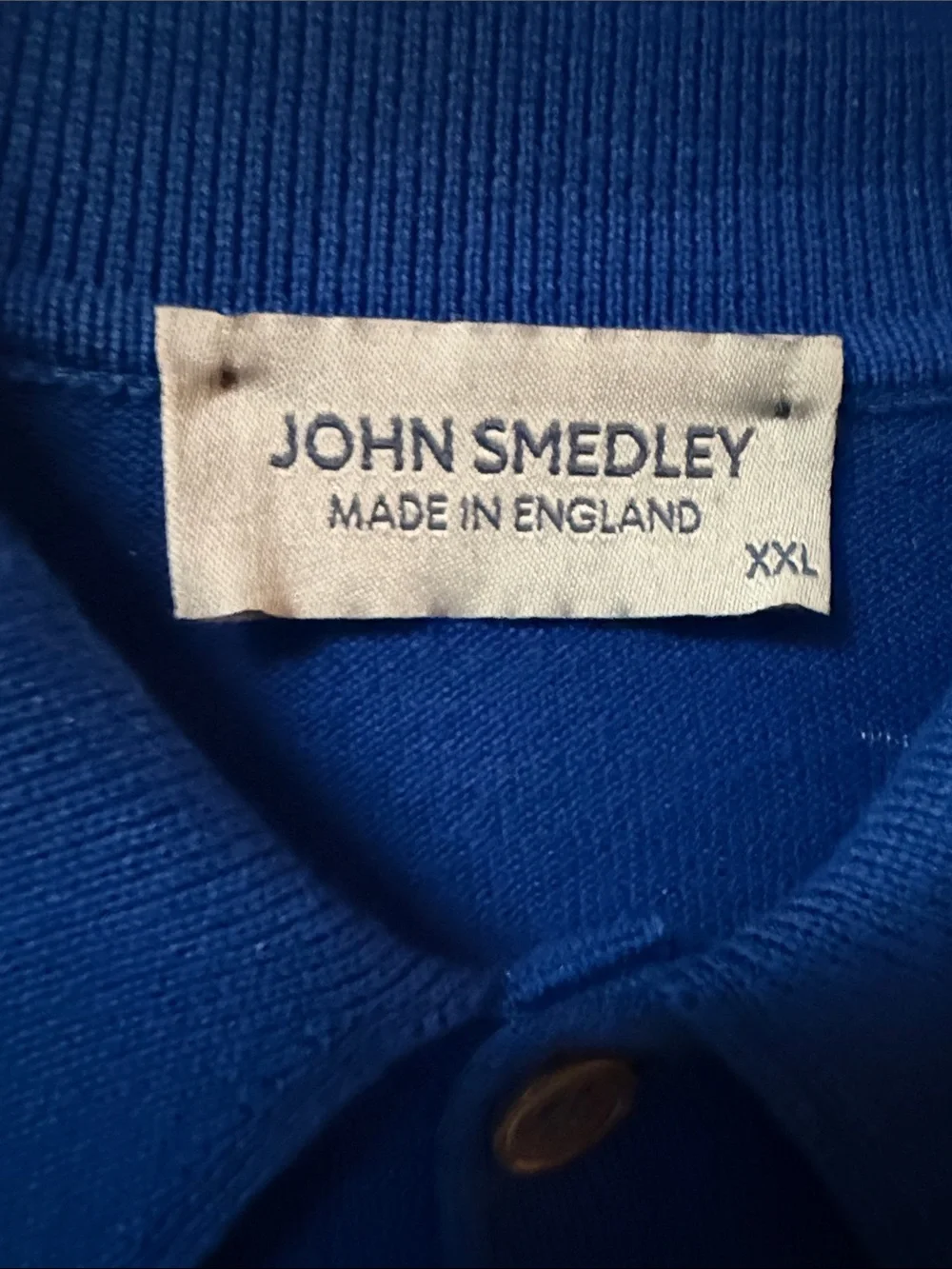 John Smedley Men's Long-Sleeve Polo Cotton Sweater in Royal Blue